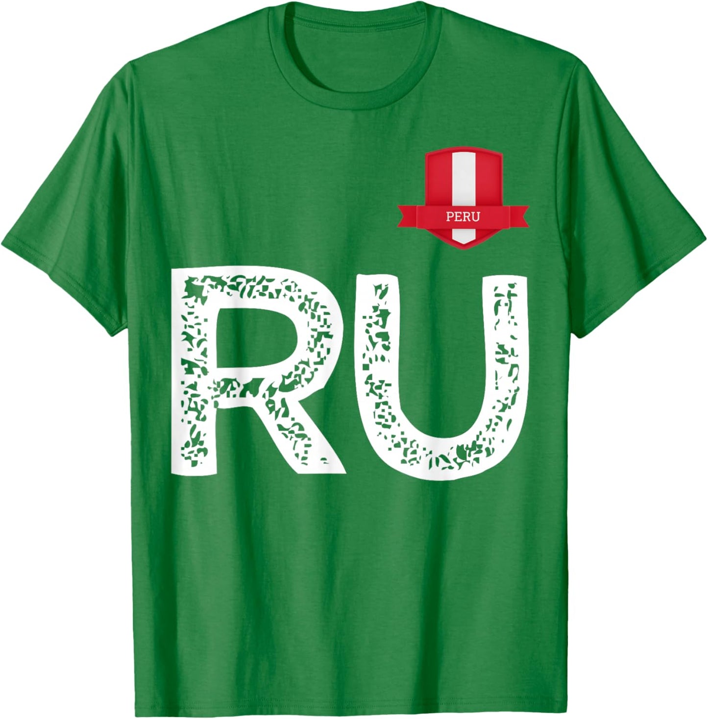 Peru Human-Flag Letter R and U Peru T-Shirt - T-Shirt | Irish Green
