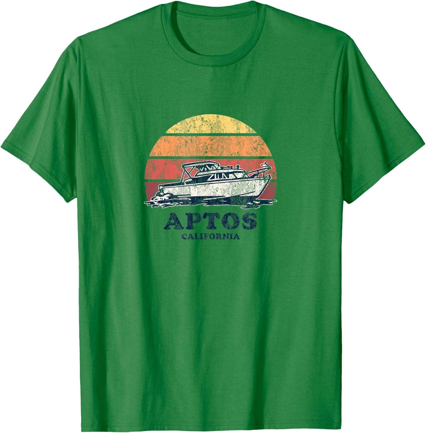 Aptos CA Vintage Boating 70s Retro Boat Design T-Shirt - T-Shirt | Irish Green