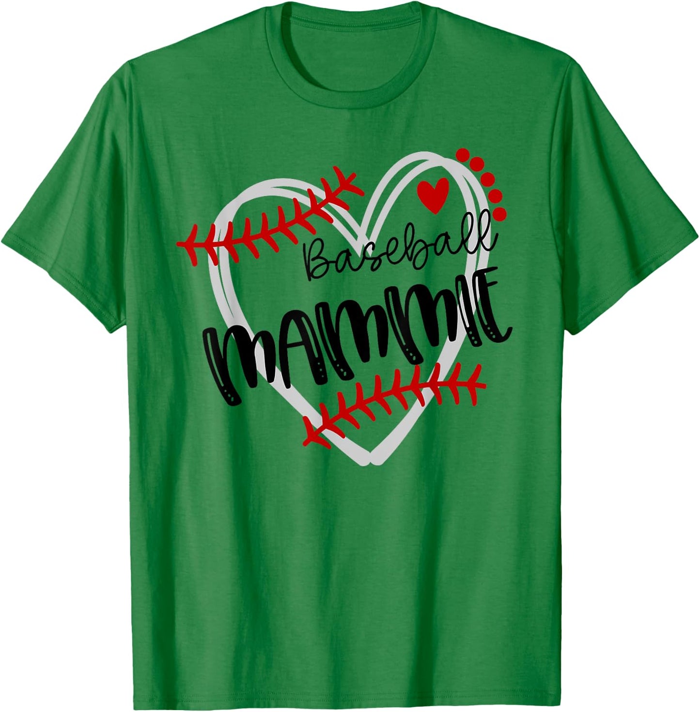 Personalized Baseball Heart Cute Mammie Women Baseball T-Shirt - T-Shirt | Irish Green