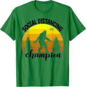 BigFoot Sasquatch Social Distance Shirt Vintage Camping Gift T-Shirt - T-Shirt | Irish Green