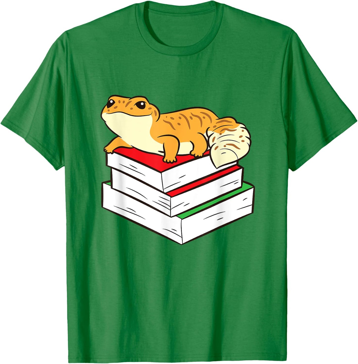 Leopard Gecko Sleeping On Books Reading And Geckos T-Shirt - T-Shirt | Irish Green