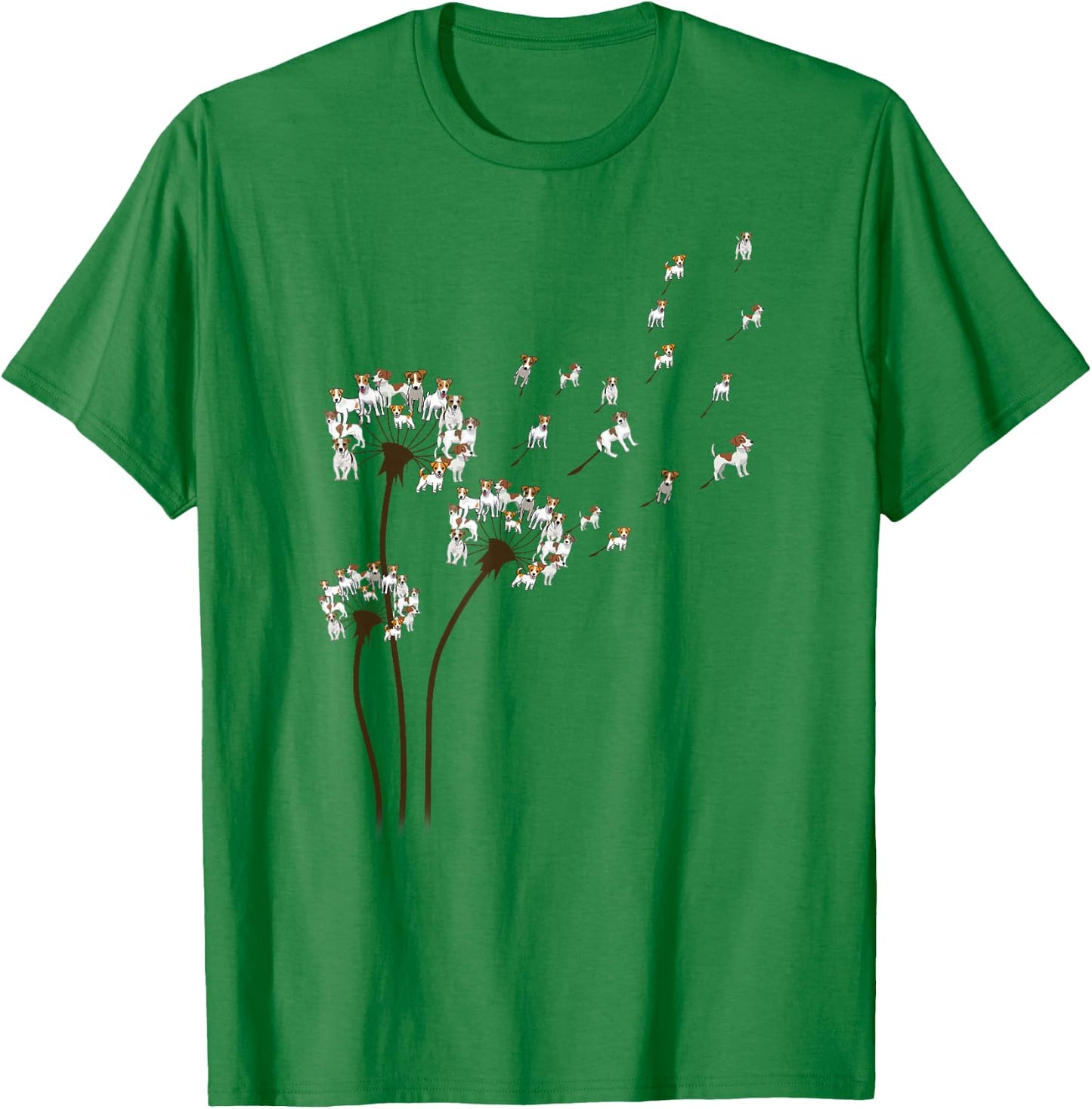 Jack Russell Terrier Dandelion Flower Funny Dog Lovers T-Shirt - T-Shirt | Irish Green