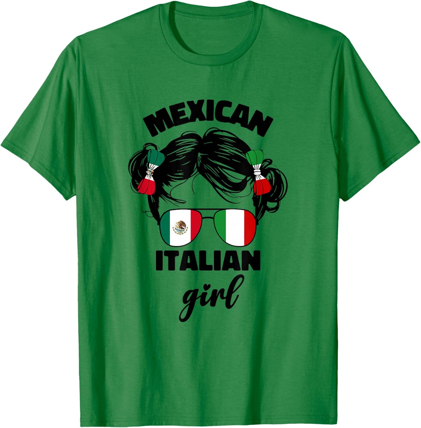 Girls Half Mexican And Italian Mexico Italy Flag Kids Girl T-Shirt - T-Shirt | Irish Green