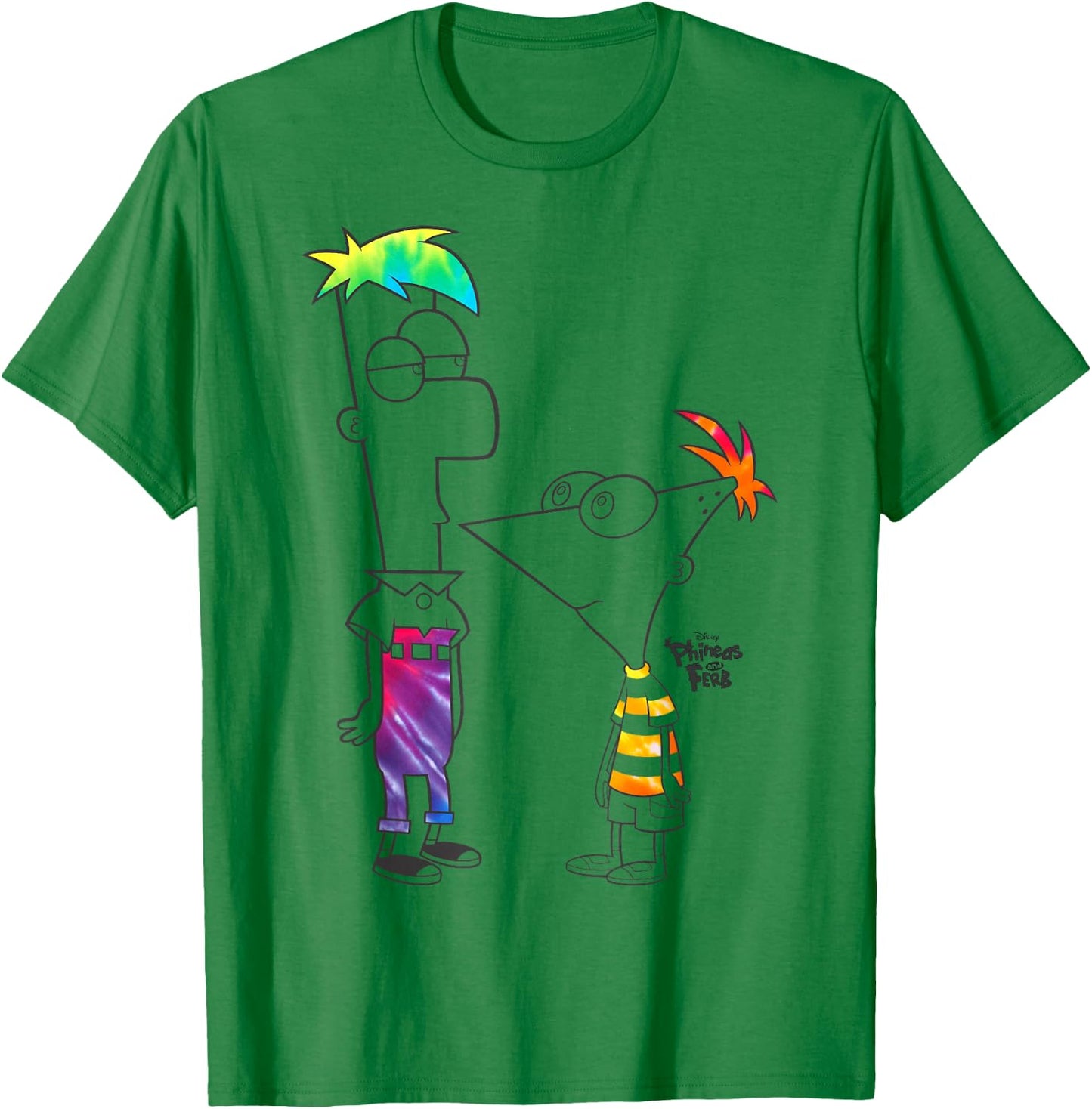 Disney Phineas And Ferb Boys Of Tie Dye T-Shirt - T-Shirt | Irish Green