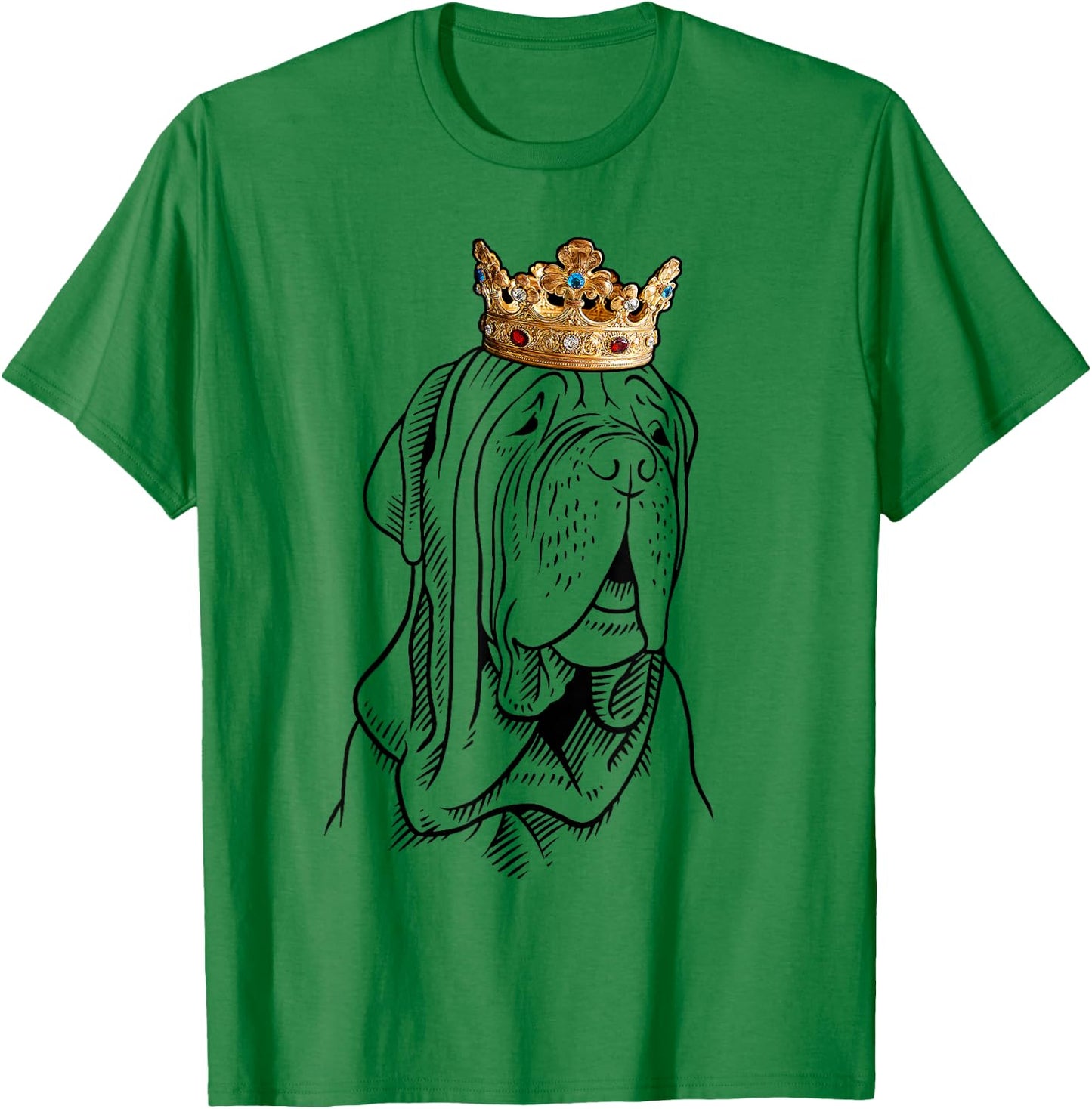 Neapolitan mastiff dog wears a crown T-Shirt - T-Shirt | Irish Green