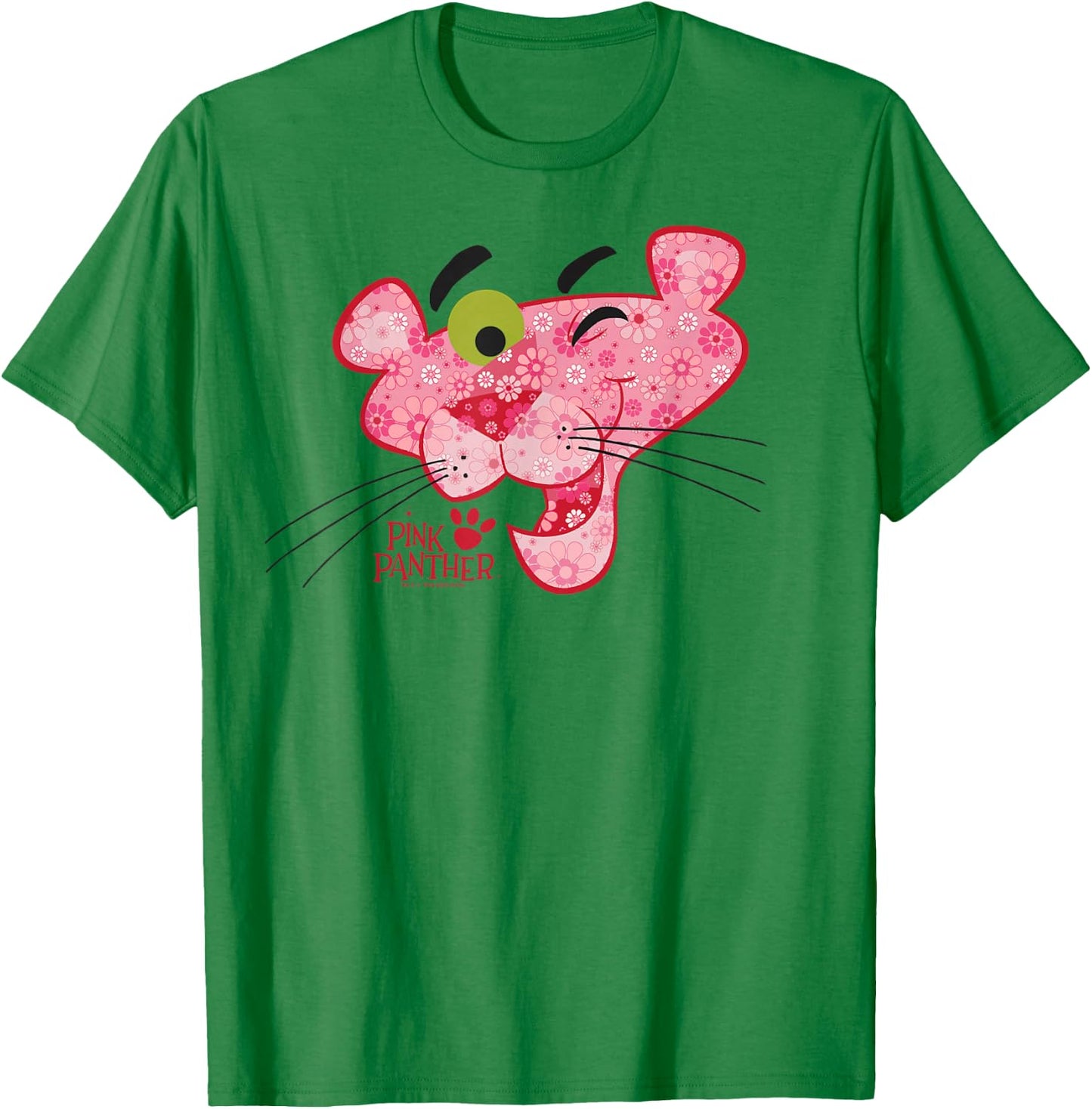 The Pink Panther Floral Fill Big Face T-Shirt - T-Shirt | Irish Green
