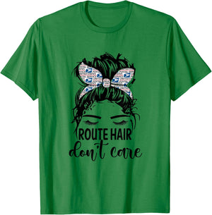 Route Hair Don't Care Mothers Day Mail Carrier Postal Worker T-Shirt - T-Shirt | Irish Green