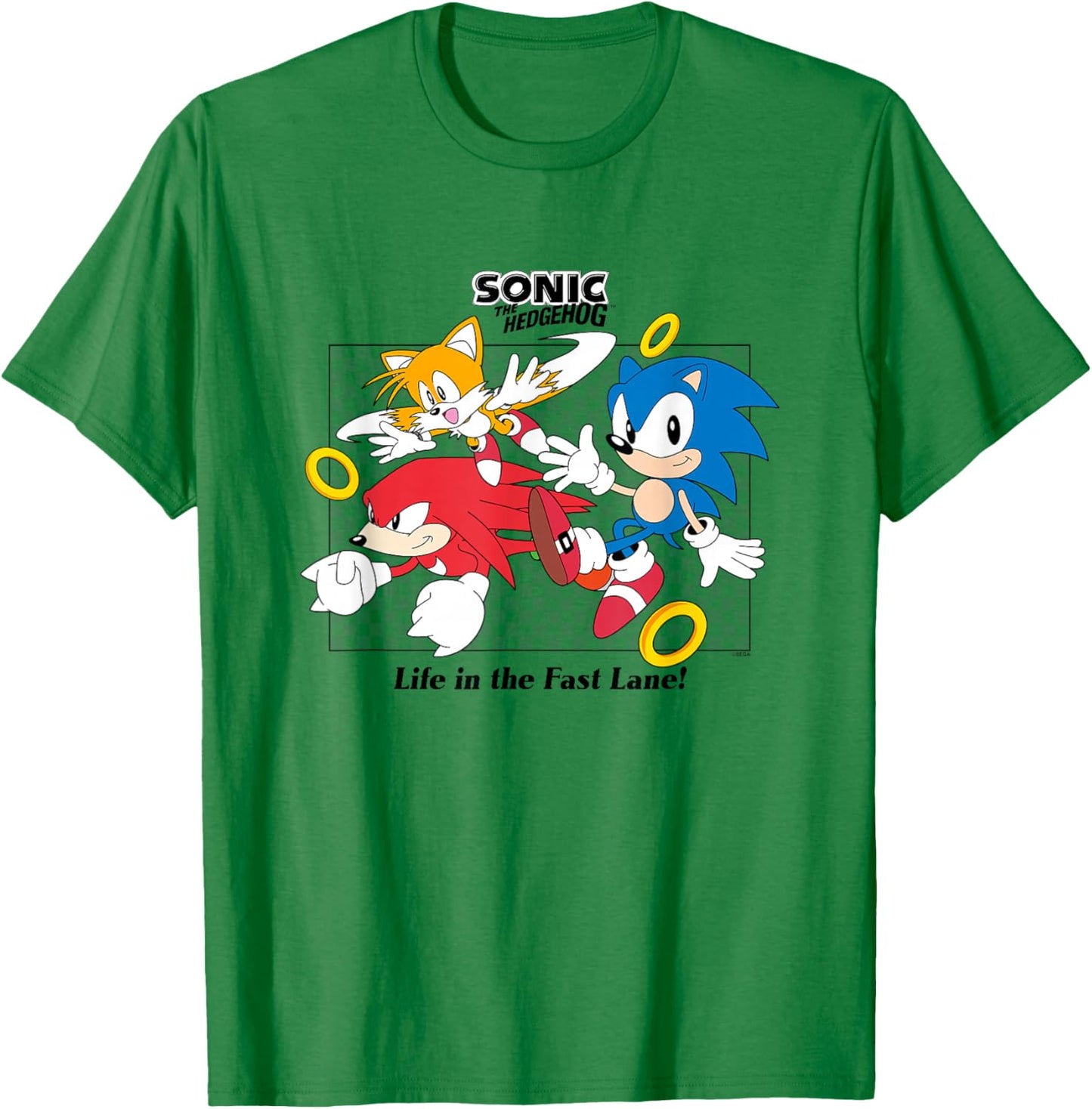 Sonic The Hedgehog Life In The Fast Lane Tails & Knuckles T-Shirt - T-Shirt | Irish Green