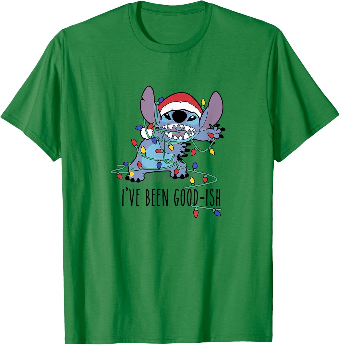 Disney Lilo & Stitch Christmas Stitch I've Been Good-Ish T-Shirt - T-Shirt | Irish Green