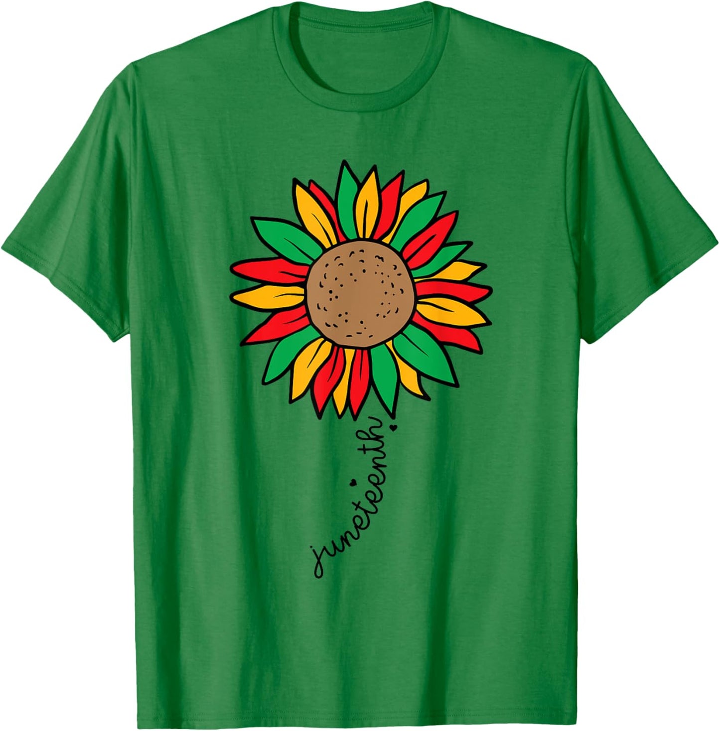 Juneteenth Colorful Sunflower Juneteenth Flower T-Shirt - T-Shirt | Irish Green
