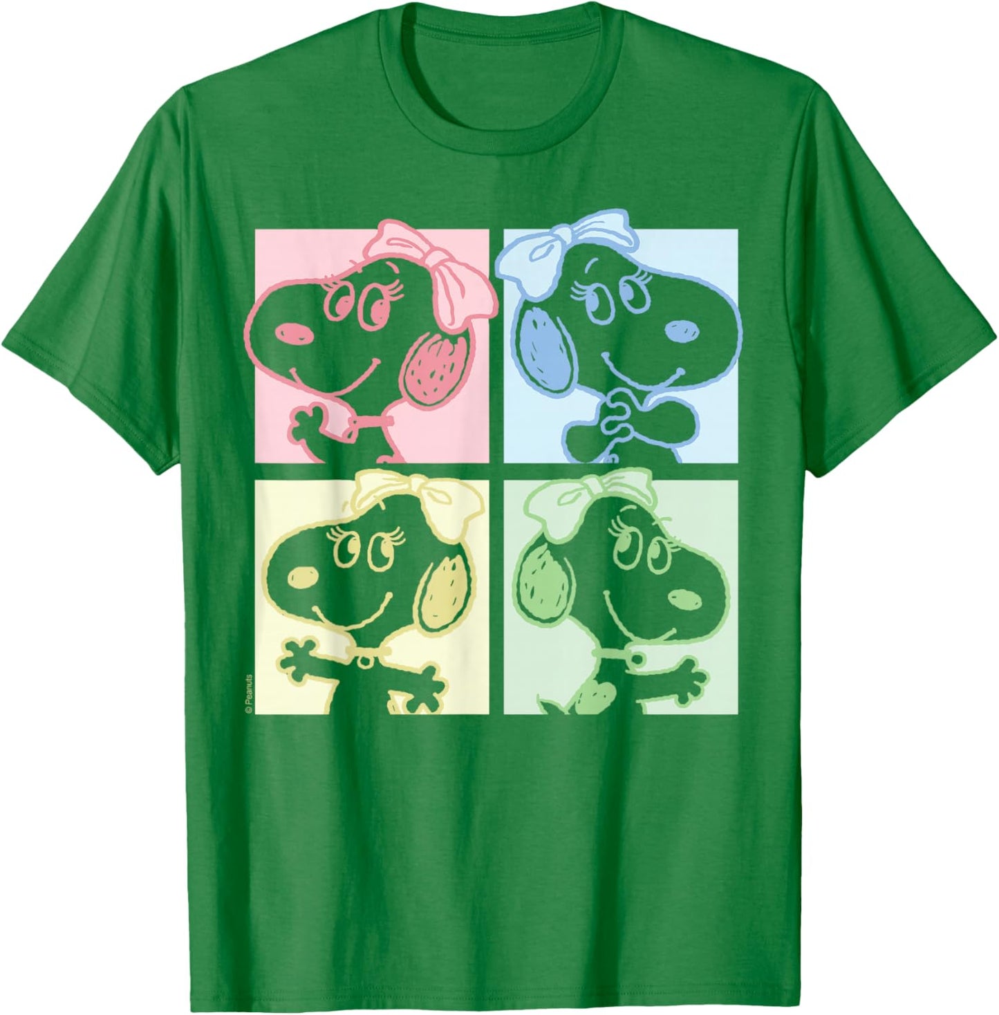 Peanuts - Belle Pastel Grid Snoopy's Sister T-Shirt - T-Shirt | Irish Green