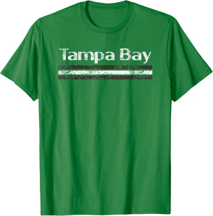 Tampa Bay Florida Retro Vintage Weathered Stripe Throwback T-Shirt - T-Shirt | Irish Green