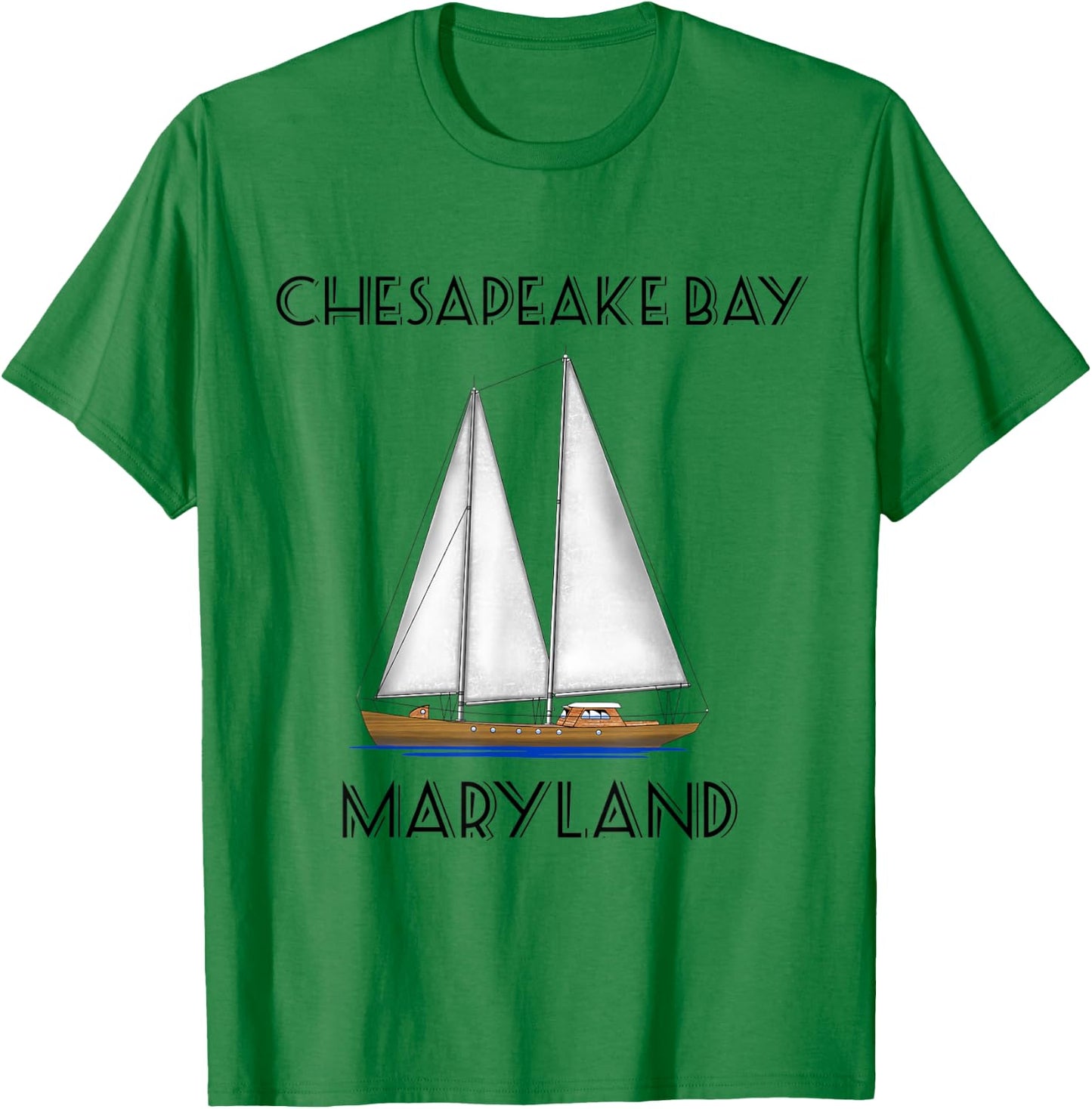 Sailboat Chesapeake Bay Maryland T-Shirt - T-Shirt | Irish Green