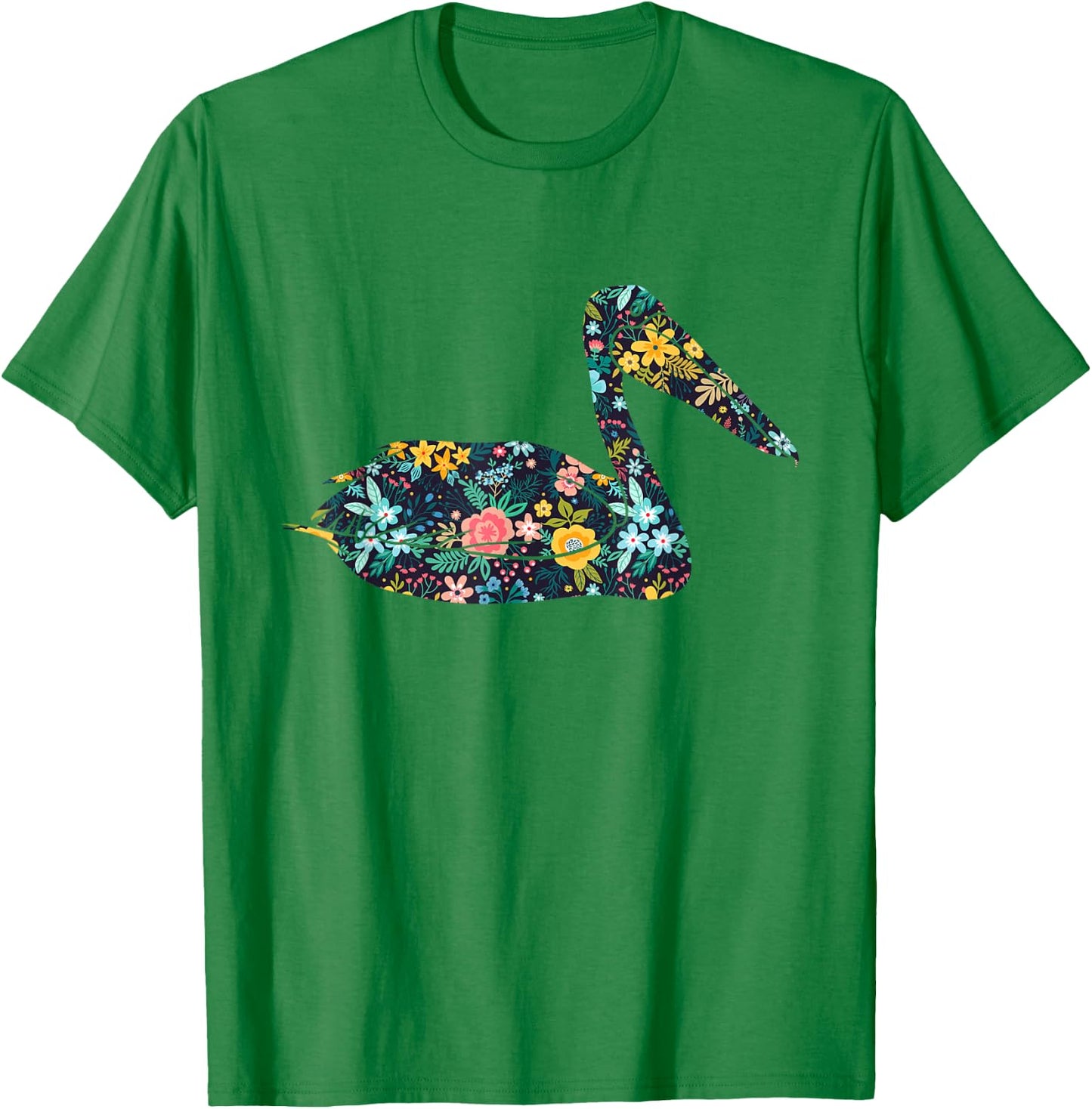 Floral Pelican Silhouette Girls Graphic T-Shirt - T-Shirt | Irish Green