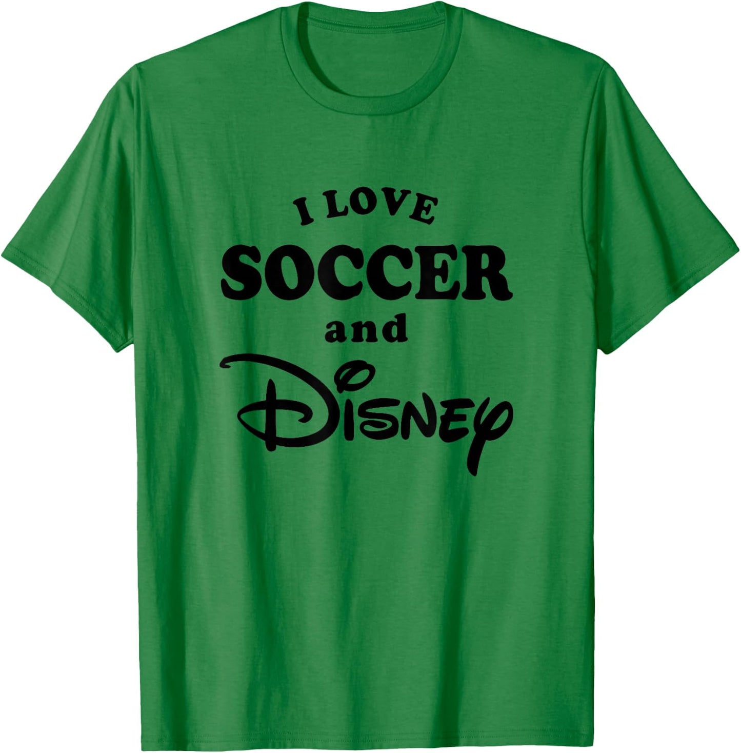 Disney I Love Soccer And Disney Bold Text Big Chest Logo T-Shirt - T-Shirt | Irish Green