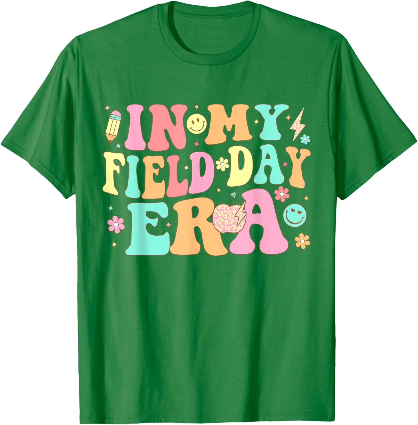 In My Field Day Era Retro School Teacher Funny Field Day T-Shirt - T-Shirt | Irish Green