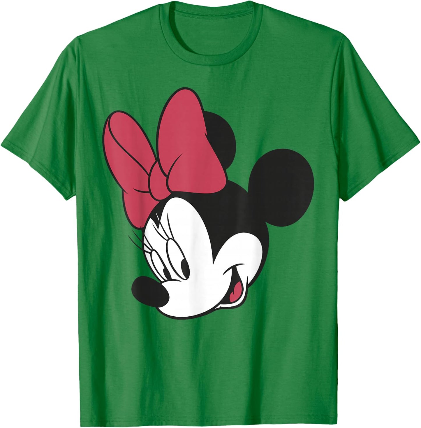 Disney Mickey And Friends Minnie Mouse Big Face T-Shirt - T-Shirt | Irish Green