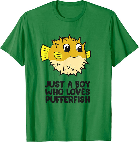 Just a Boy Who Loves Pufferfish Blobfish Boy T-Shirt - T-Shirt | Irish Green