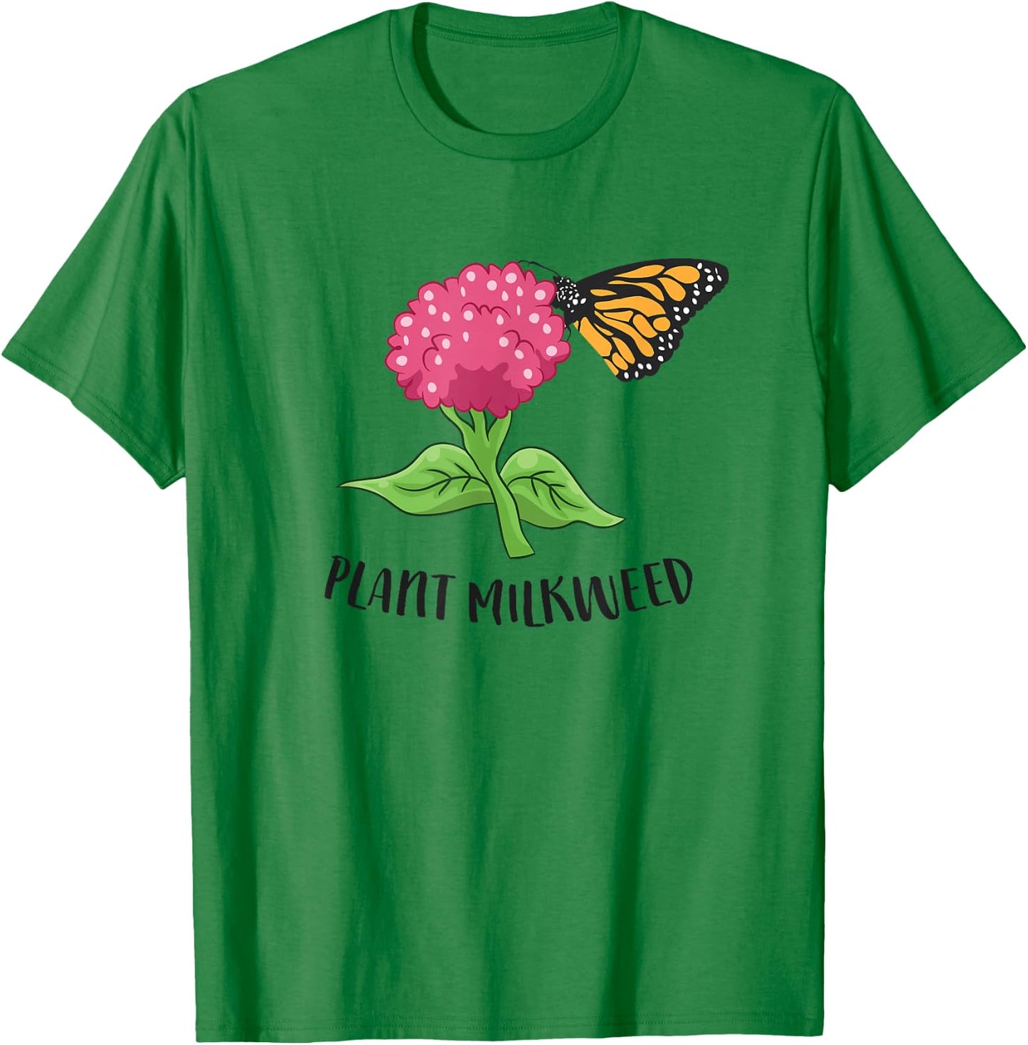 Monarch Butterfly Plant Milkweed Cute Monarch Butterfly T-Shirt - T-Shirt | Irish Green