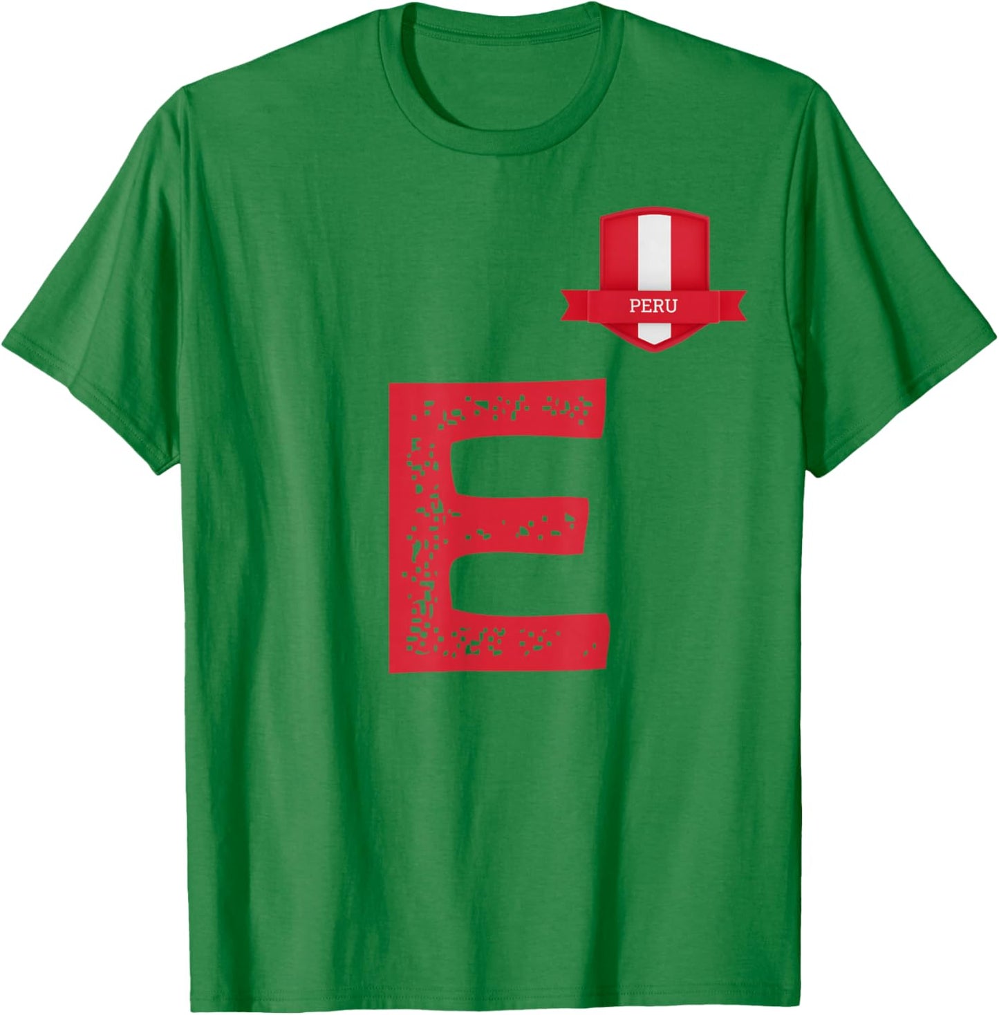 Peru Human Flag Letter E Peru T-Shirt - T-Shirt | Irish Green