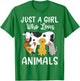 Cow Dog Chicken Cat Just a Girl Who Loves Animals T-Shirt - T-Shirt | Irish Green