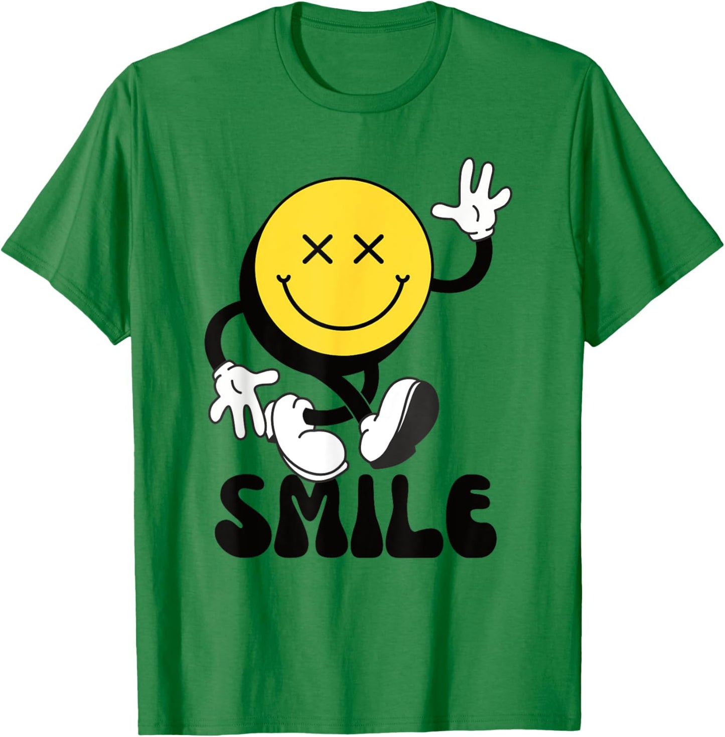 70s Yellow Smile Face Shirt Cute Happy Peace Smiling Face T-Shirt - T-Shirt | Irish Green