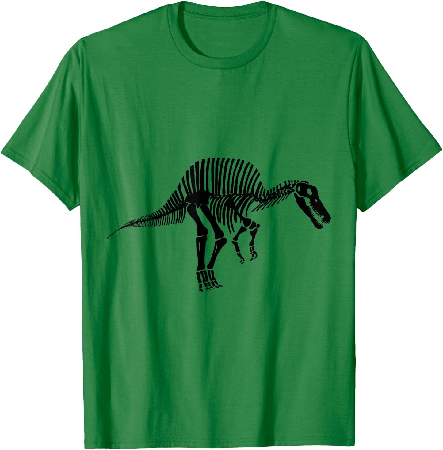 Spinosaurus Dinosaur Fossil Skeleton (Black Logo Design) T-Shirt - T-Shirt | Irish Green