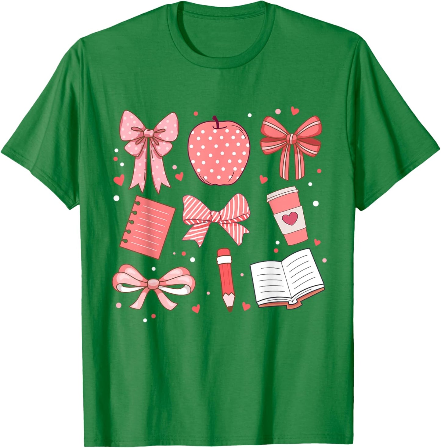 Happy Back To School 1st Day Toddler Girl Boho Coquette Bows T-Shirt - T-Shirt | Irish Green