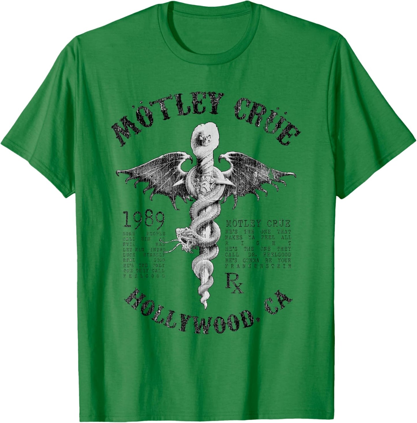 Mötley Crüe – Feel Good Lyrics White T-Shirt - T-Shirt | Irish Green