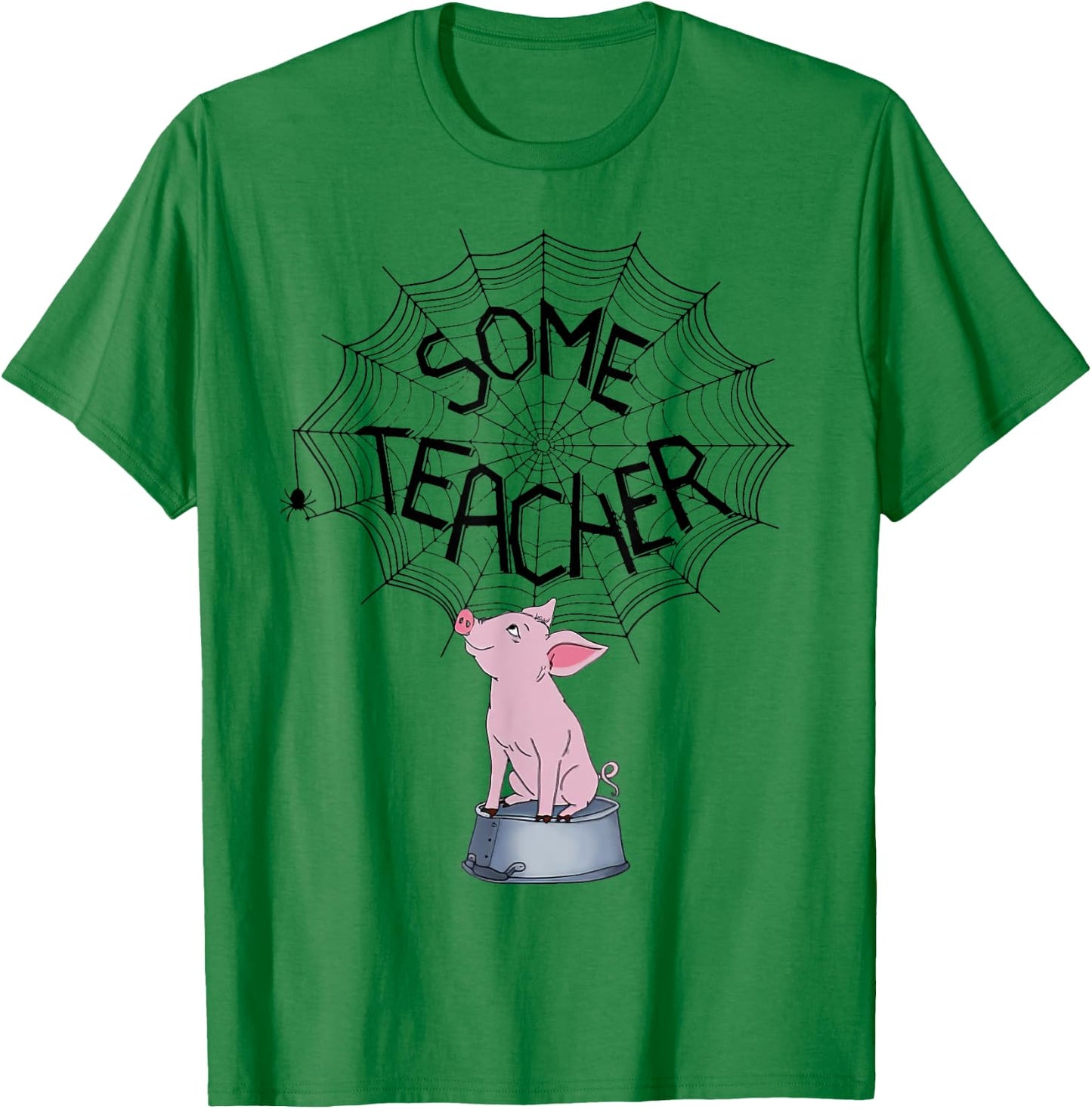 Some Teacher SpiderWeb Funny Pig Reading Books Lovers Women T-Shirt - T-Shirt | Irish Green