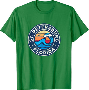 St. Petersburg Florida FL Vintage Nautical Waves Design T-Shirt - T-Shirt | Irish Green