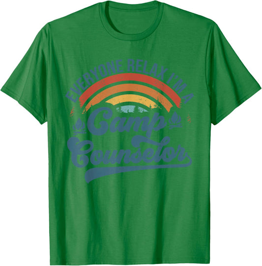 Everyone Relax I'm A Camp Counselor Retro Camp Counselor T-Shirt - T-Shirt | Irish Green