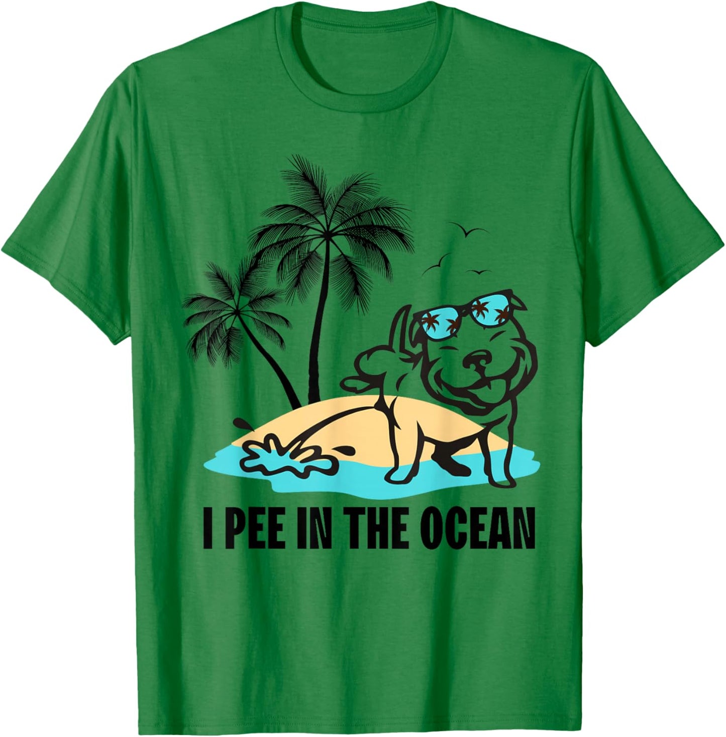 I Pee In The Ocean Summer Beach Family Vacation Funny Dog T-Shirt - T-Shirt | Irish Green