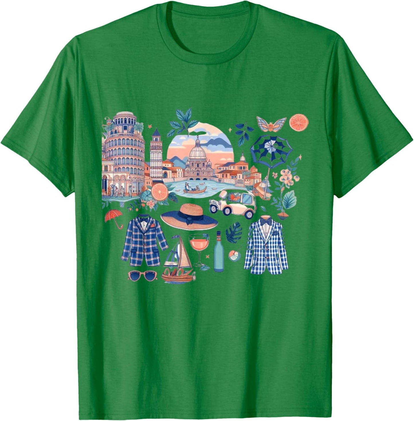 Aesthetic Italian European Summer Preppy Collage Men Women Kids T-Shirt - T-Shirt | Irish Green