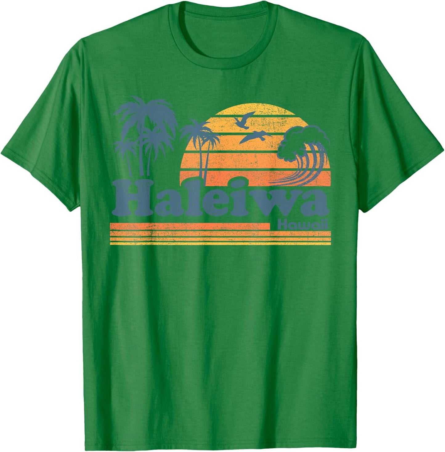 Haleiwa Oahu Hawaii Vintage Beach Surfing 70s Retro Hawaiian T-Shirt - T-Shirt | Irish Green
