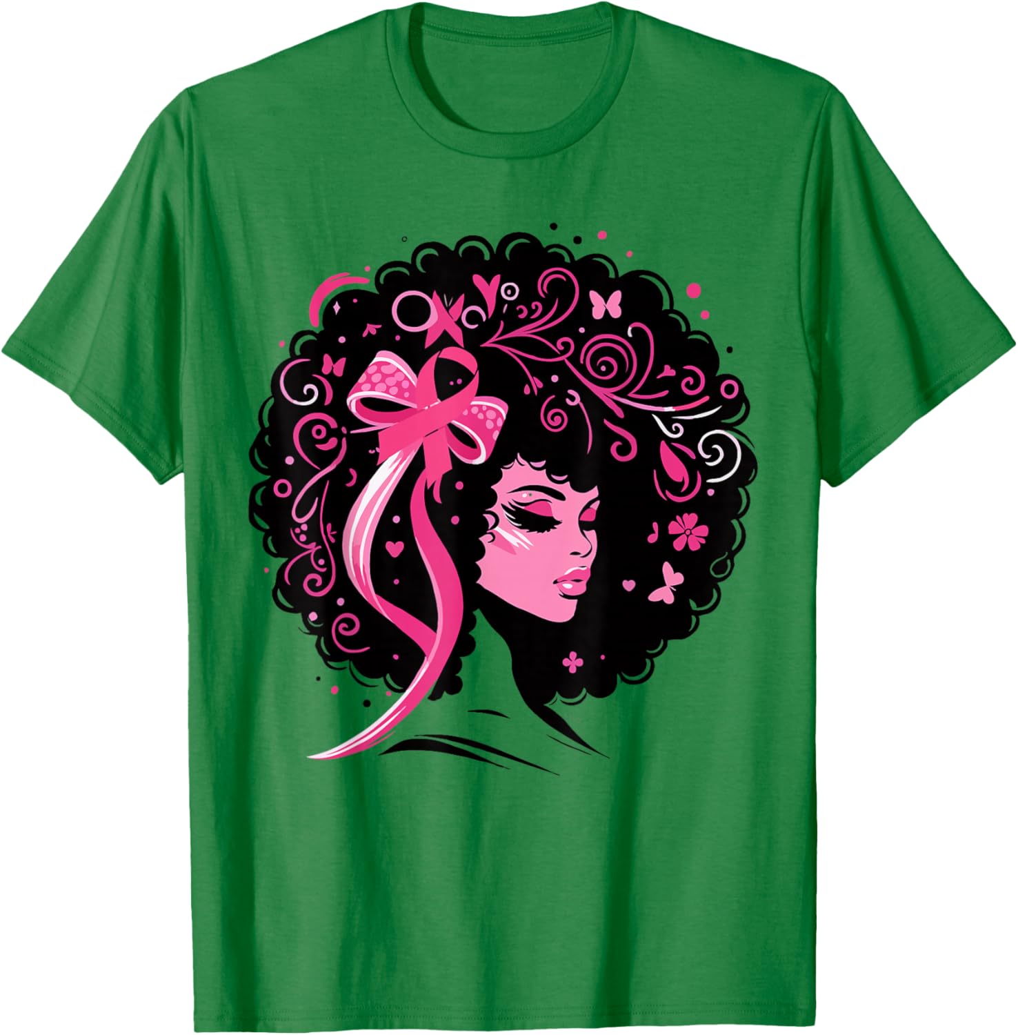 Breast Cancer Black African American Women Support Pink T-Shirt - T-Shirt | Irish Green