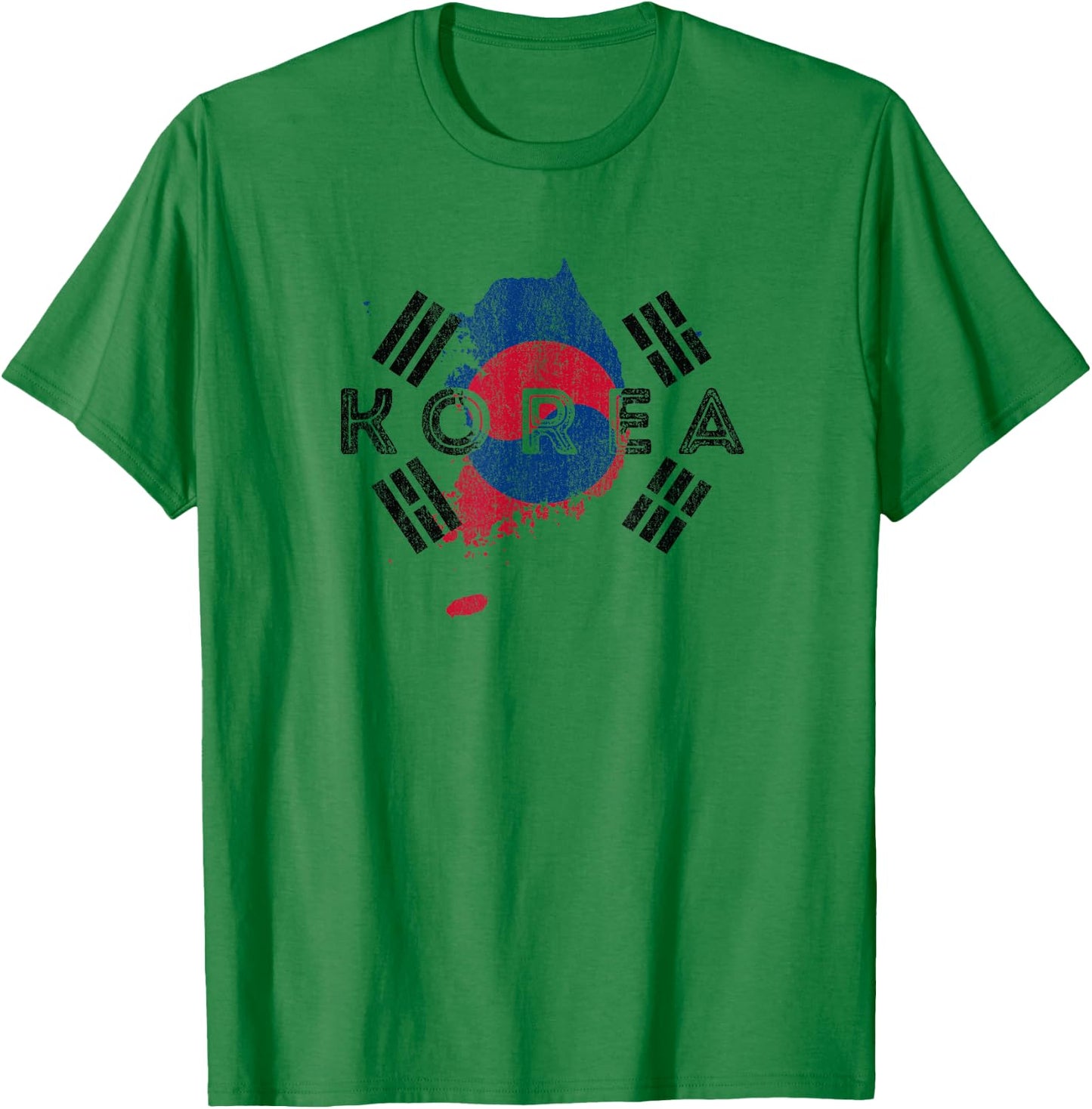 Korean Map and Flag - Unique Korea Word Art Souvenir T-Shirt - T-Shirt | Irish Green