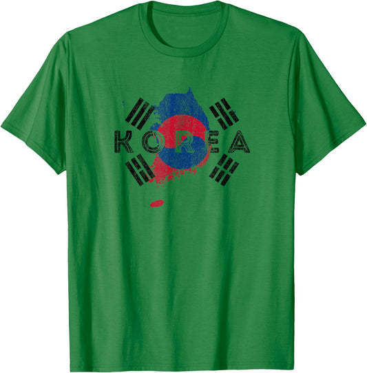 Korean Map and Flag - Unique Korea Word Art Souvenir T-Shirt - T-Shirt | Irish Green
