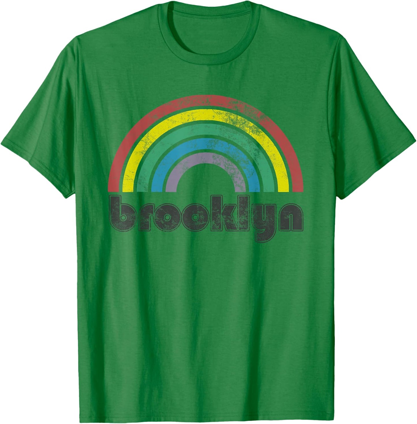 Brooklyn New York Rainbow 70's 80's Style Retro Gift T-Shirt - T-Shirt | Irish Green