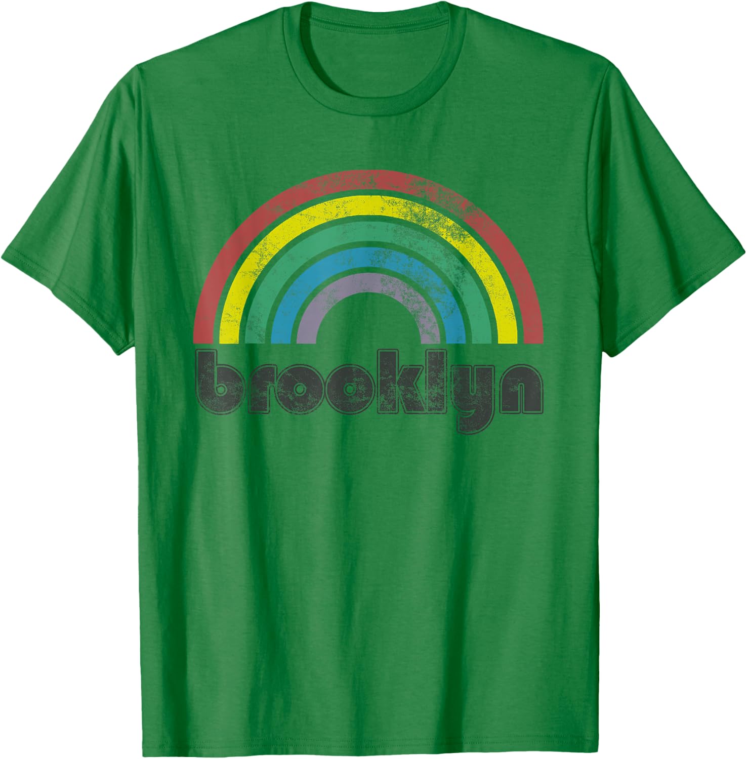 Brooklyn New York Rainbow 70's 80's Style Retro Gift T-Shirt - T-Shirt | Irish Green
