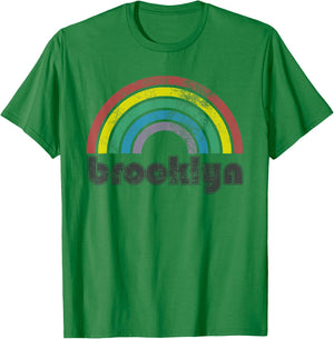 Brooklyn New York Rainbow 70's 80's Style Retro Gift T-Shirt - T-Shirt | Irish Green