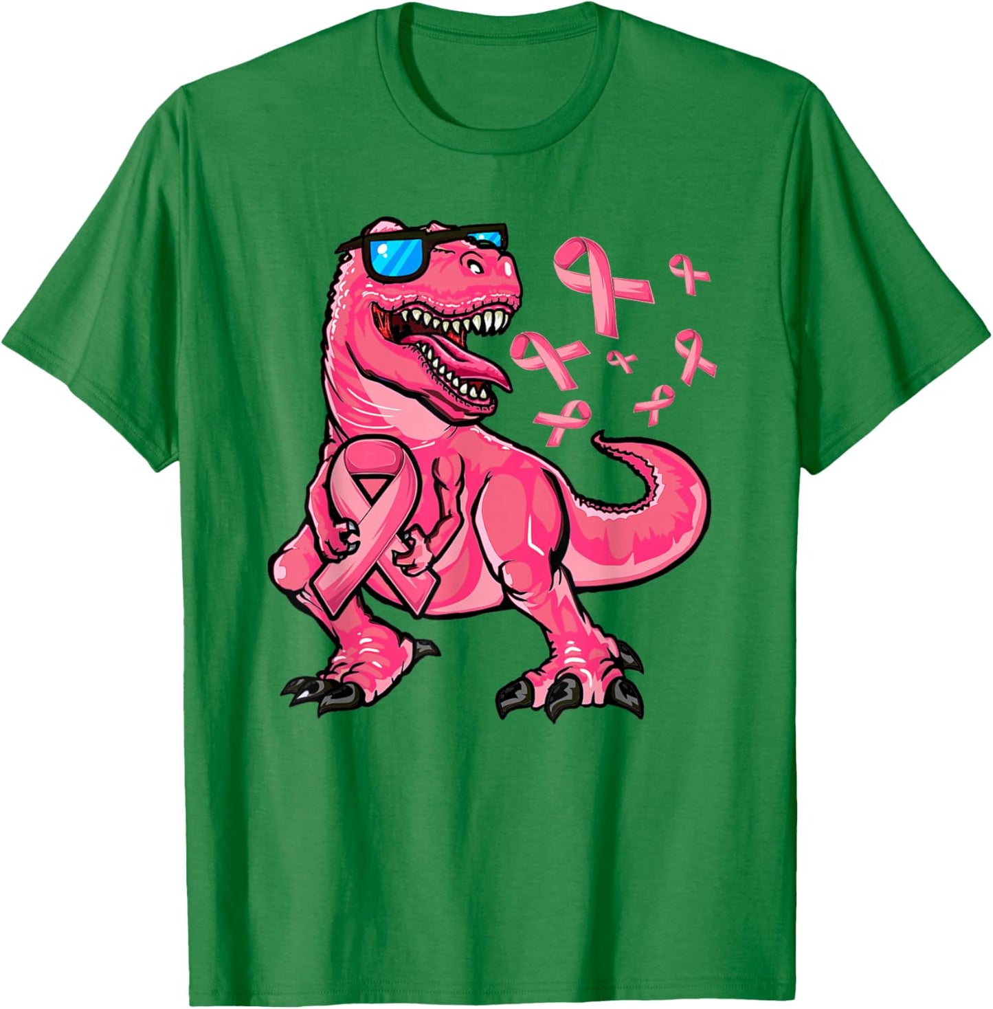 Boys Breast Cancer Awareness, Breast Cancer T-Rex Dinosaur T-Shirt - T-Shirt | Irish Green