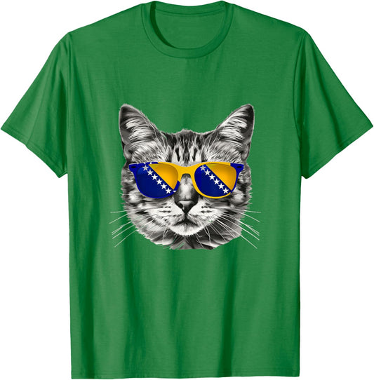 Bosnian Flag Cat Owner Souvenirs Products Kitten Bosnia T-Shirt - T-Shirt | Irish Green