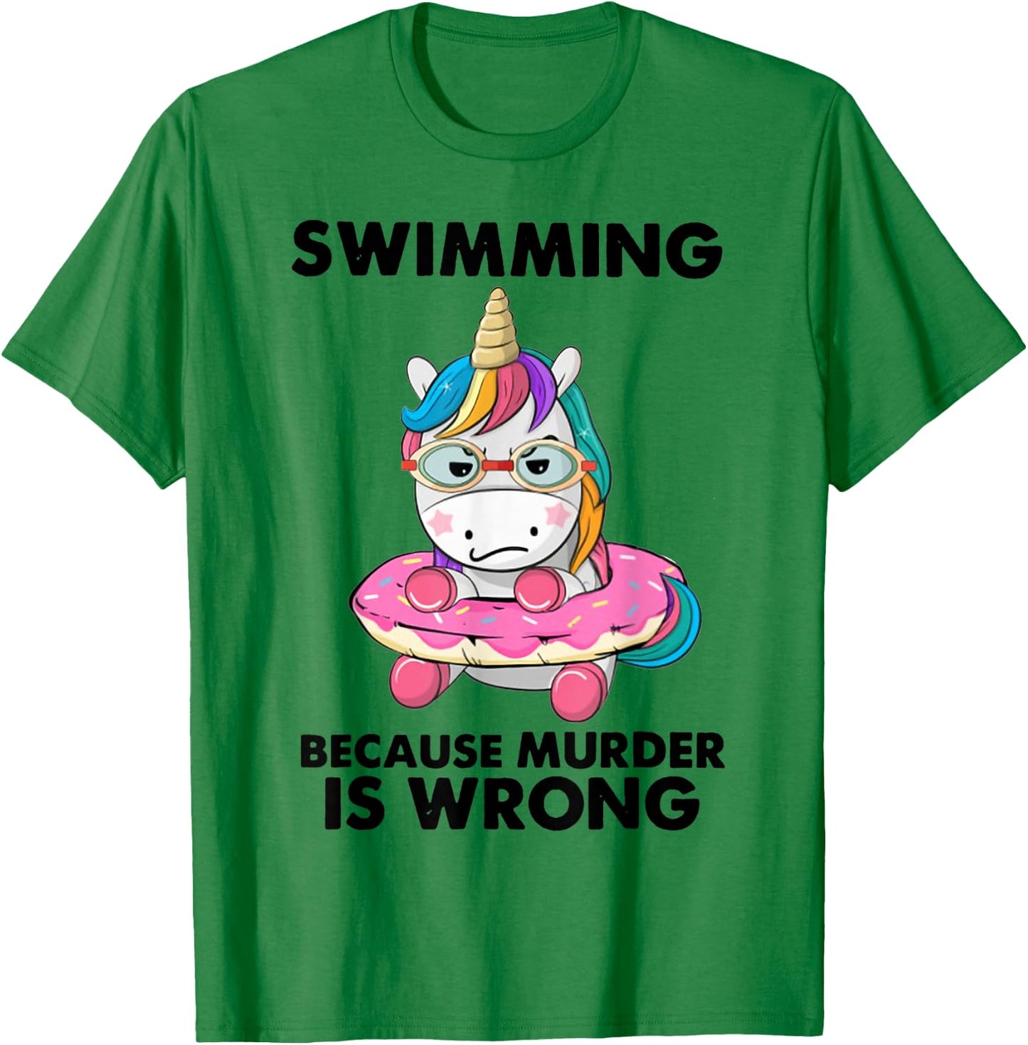 Swimming Because Murder Is Wrong Swimming Unicorn T-Shirt - T-Shirt | Irish Green