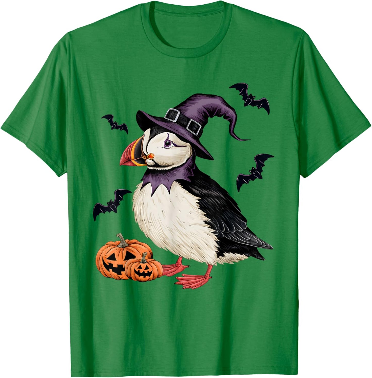 Puffin Bird Halloween Costume Scary Pumpkin Bat Witch T-Shirt - T-Shirt | Irish Green