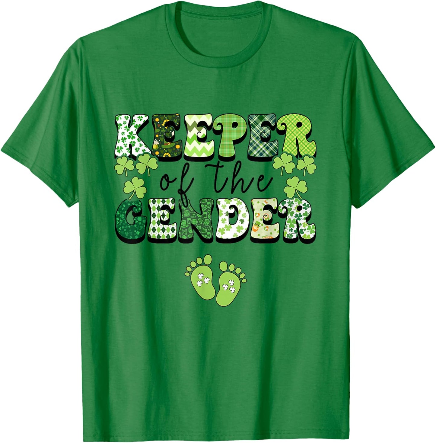 Keeper Of The Gender Reveal Baby Pregnancy St Patrick's Day T-Shirt - T-Shirt | Irish Green