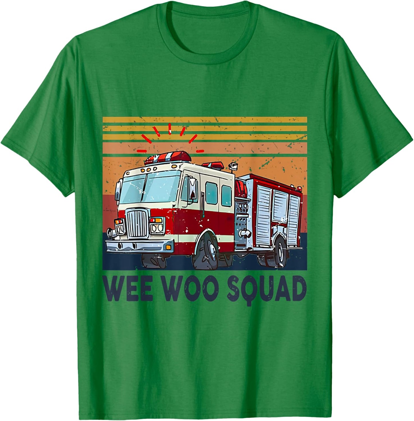 Wee Woo Squad Fire Truck Firefighter Vintage T-Shirt - T-Shirt | Irish Green