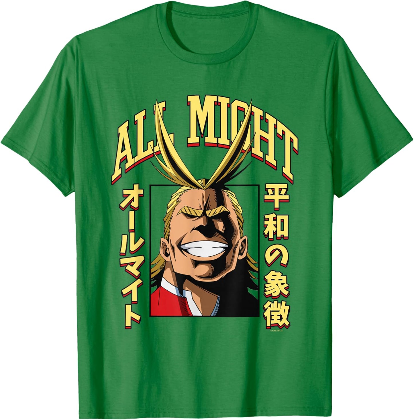 My Hero Academia All Might Portrait and Name Anime T-Shirt - T-Shirt | Irish Green