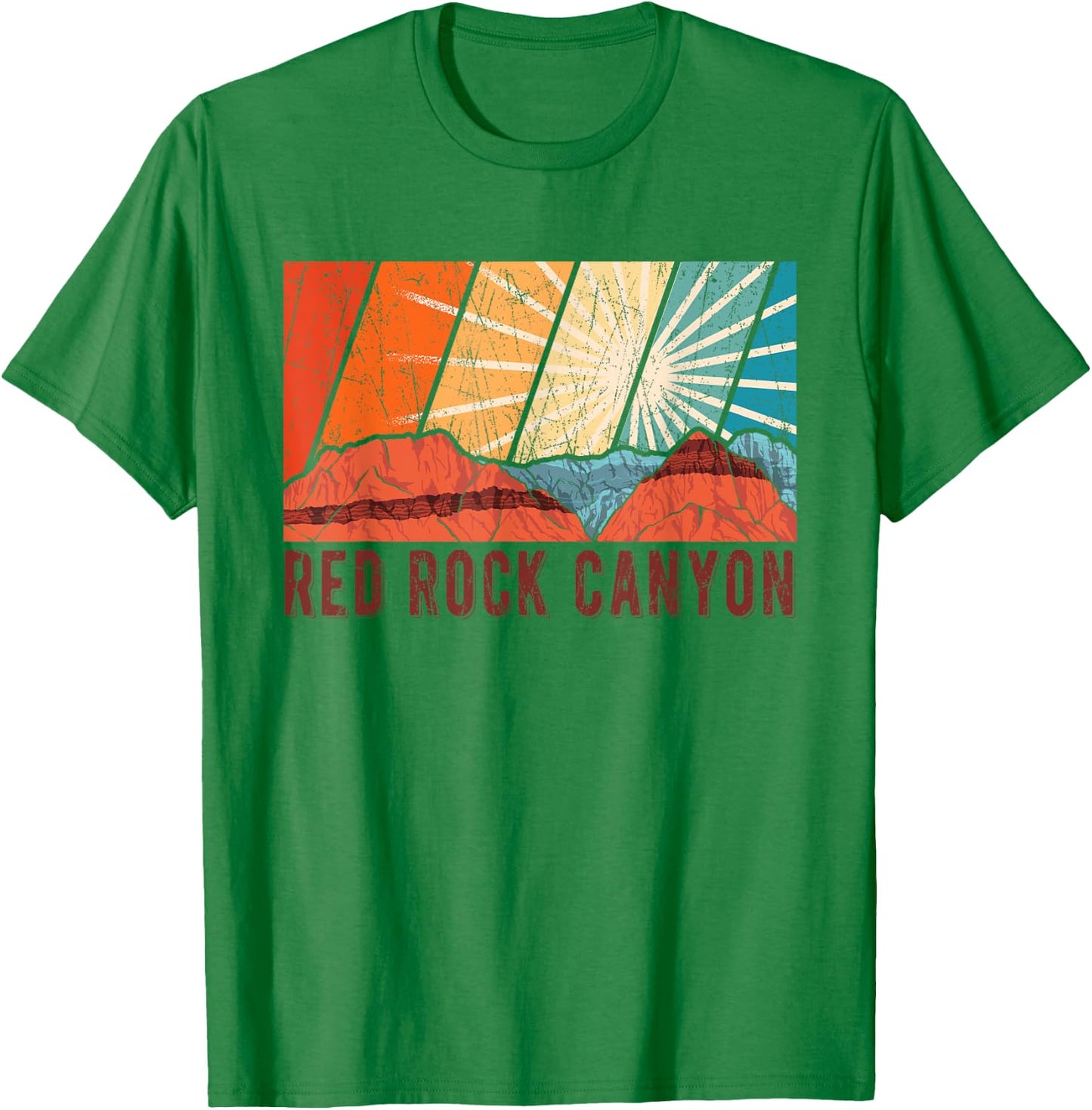 Retro Red Rock Canyon Nevada Souvenir Graphic Themed Print T-Shirt - T-Shirt | Irish Green