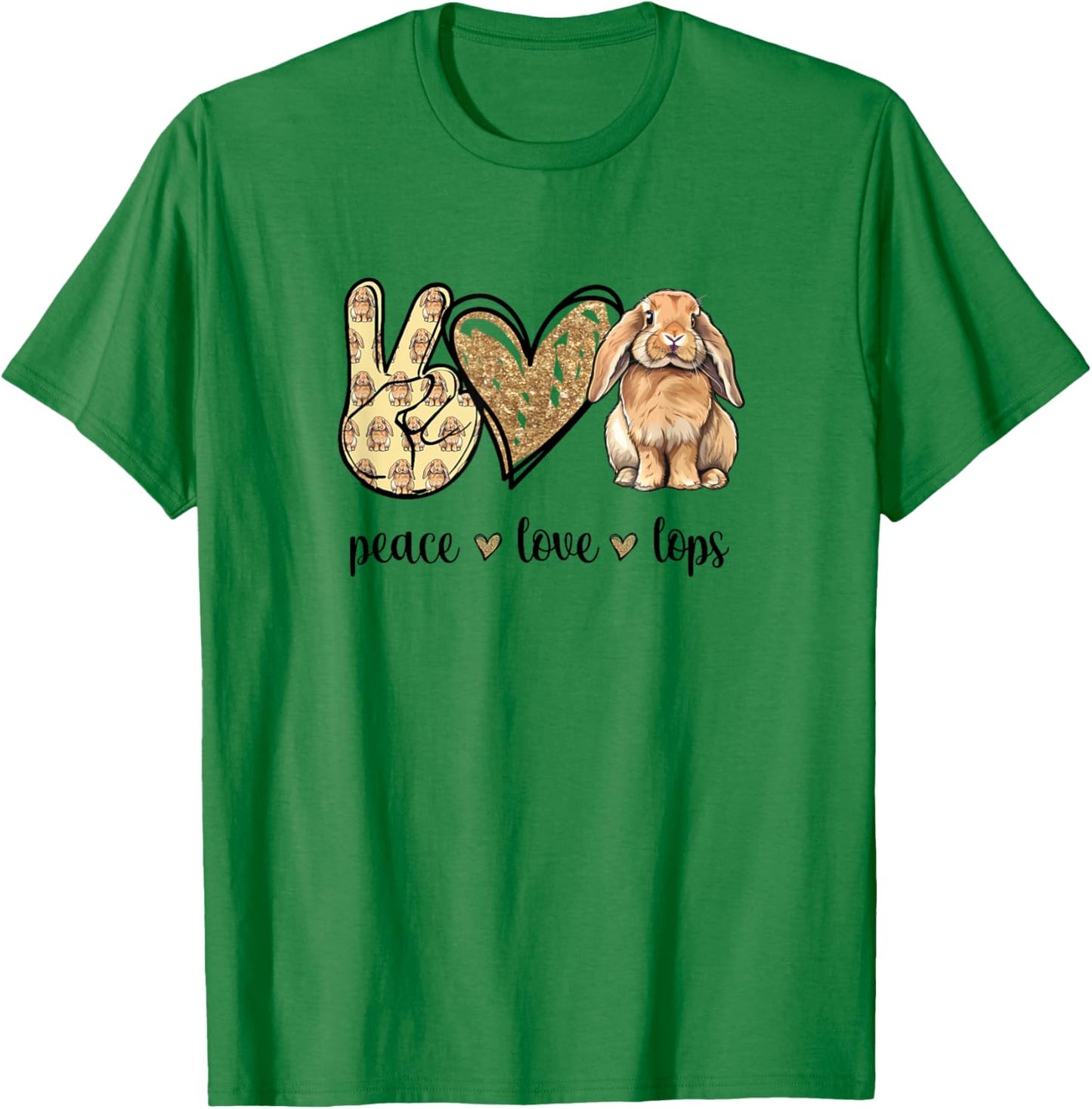 Peace Love Mini Holland Lop Bunny Rabbit Lover T-Shirt - T-Shirt | Irish Green